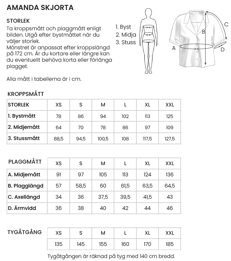 AMANDA Kortärmad Skjorta - Symönster